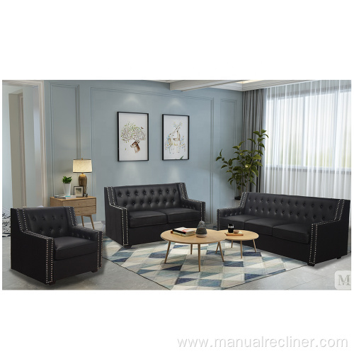 Fashion Leather Sectional Sofas 3+2+1 Living Room Sofas